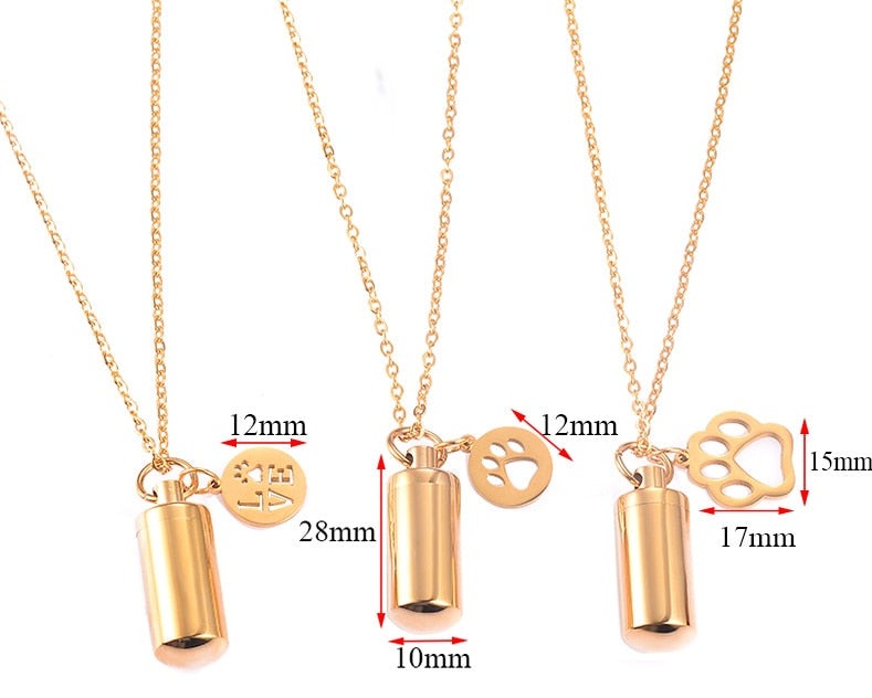 PAW CHARM CYLINDER URN NECKLACE