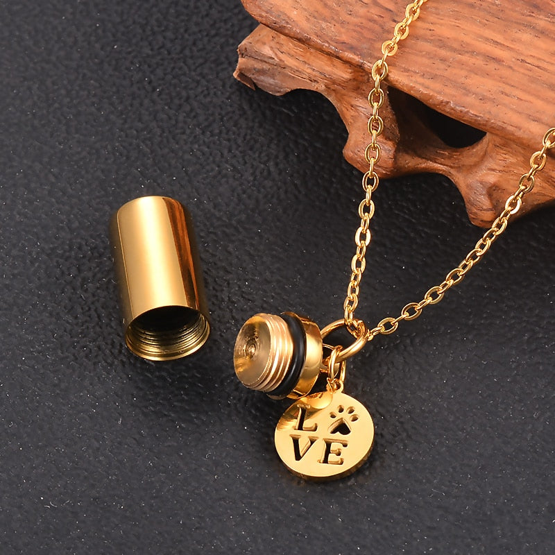 PAW CHARM CYLINDER URN NECKLACE