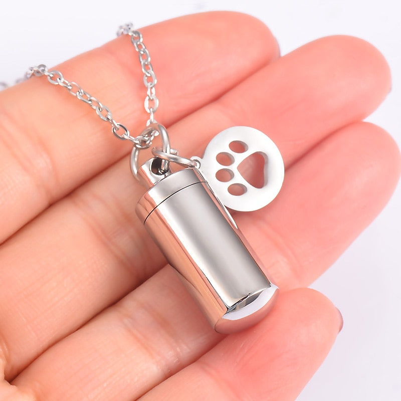 PAW CHARM CYLINDER URN NECKLACE