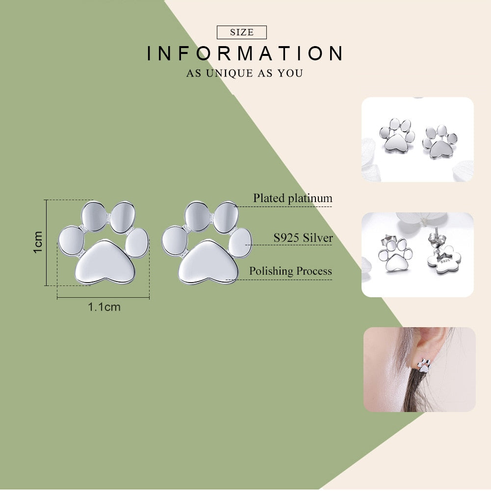 STUNNING PAW PRINT STUD EARRINGS