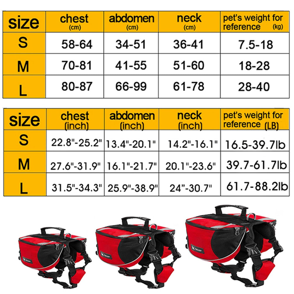 K9 HIKING SADDLEBAG HARNESS