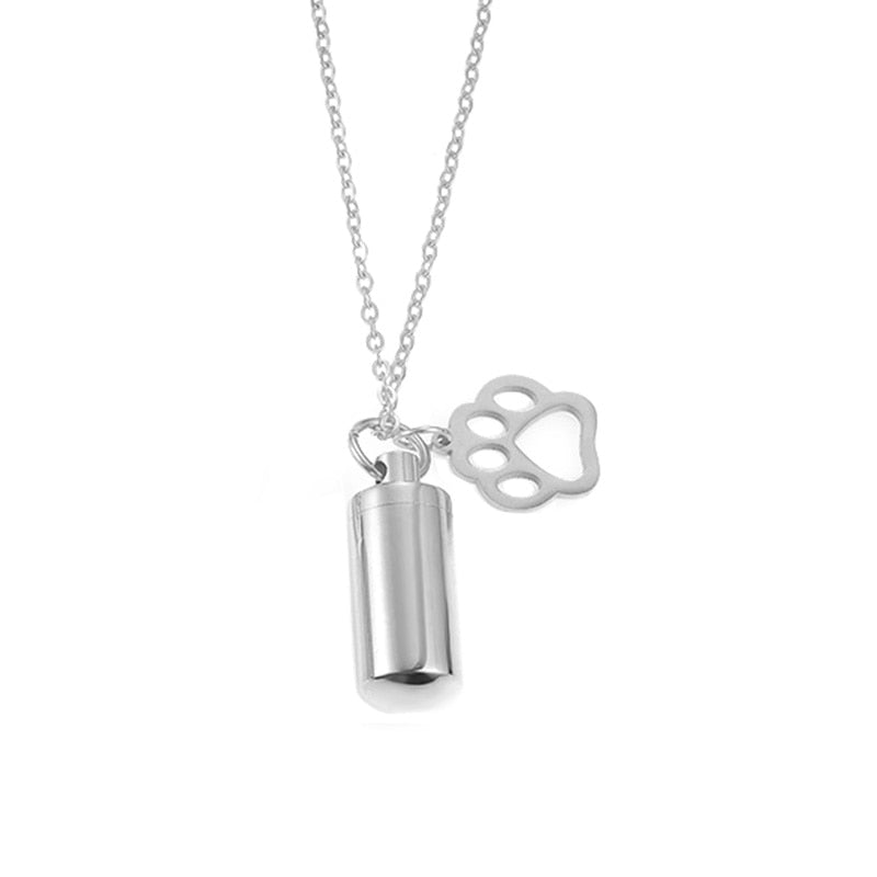 PAW CHARM CYLINDER URN NECKLACE