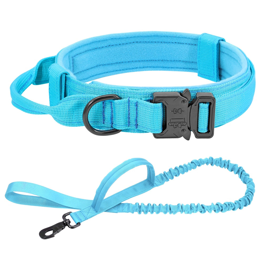 TACTICAL DOG COLLAR AND BUNGEE LEASH SET