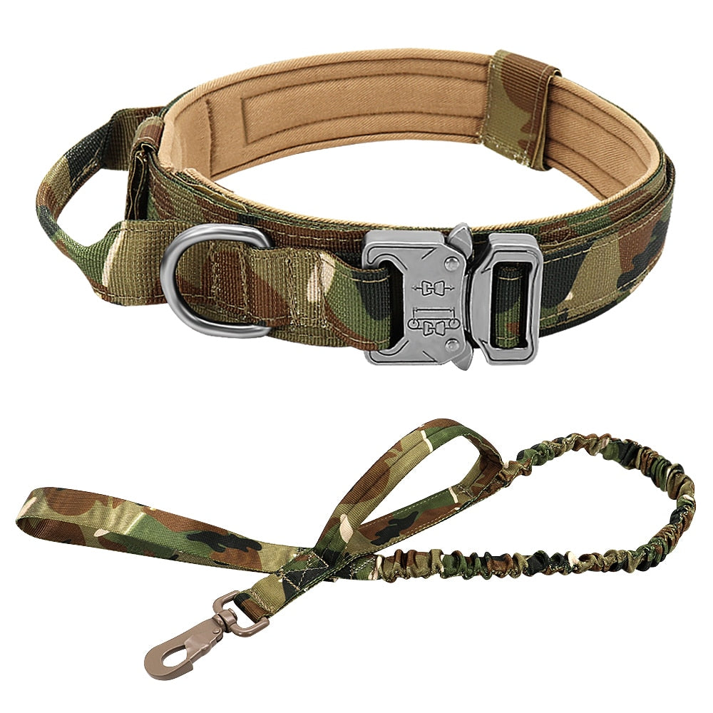 TACTICAL DOG COLLAR AND BUNGEE LEASH SET