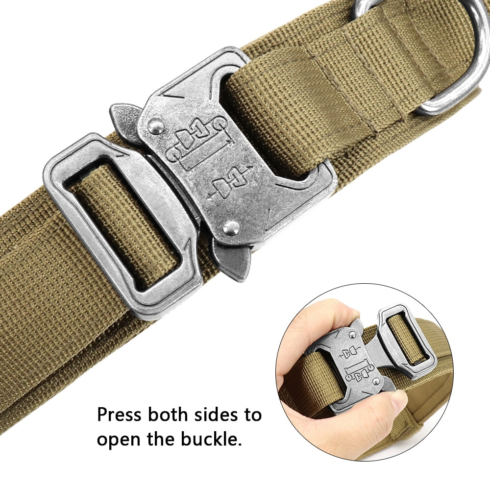 TACTICAL DOG COLLAR AND BUNGEE LEASH SET