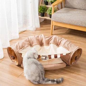 POSH CAFE CAT TUNNEL WITH REMOVABLE CAT BED